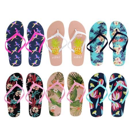 Wholesale Footwear Women's Printed Flip Flop Assorted