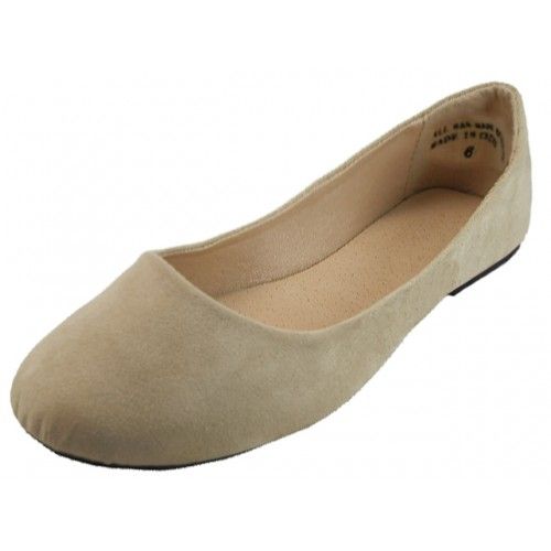 Wholesale Footwear Women's Micro Suede Walking Ballet Flats Nude Color