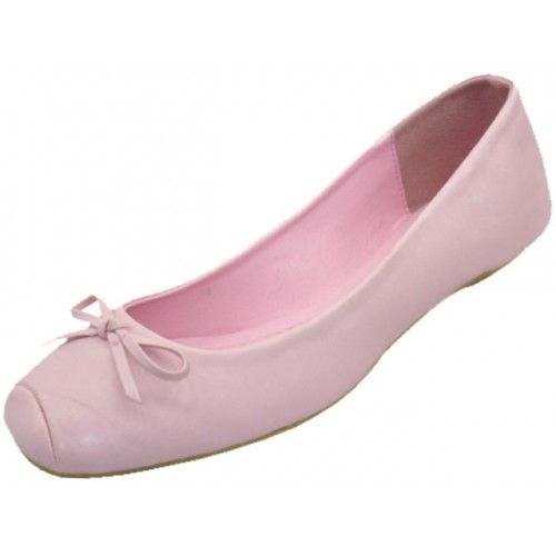 Wholesale Footwear Women's Square Toe Ballet Flat Shoe Pink Color