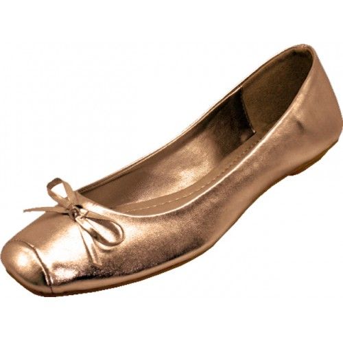 Wholesale Footwear Women's Square Toe Ballet Flat Shoe Bronze Color