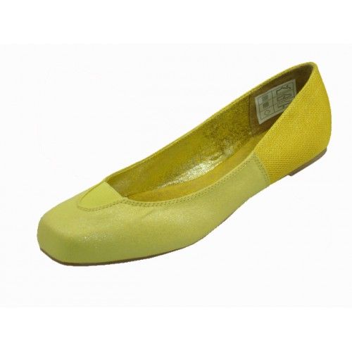 Wholesale Footwear Women's Square Toe Ballet Flats In Yellow Color