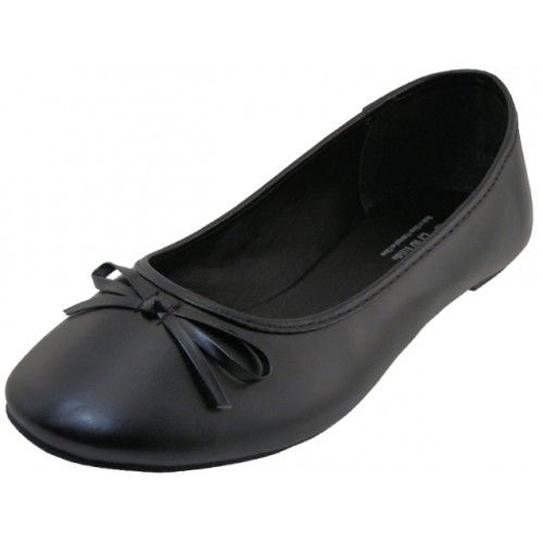 Wholesale Footwear Women's Comfort Soft Pu Upper Ballet Flat Shoes In Black Sizes 5-10