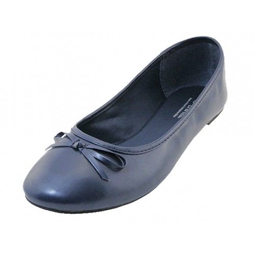 Wholesale Footwear Women's Comfort Soft Pu Upper Ballet Flat Shoes In Navy
