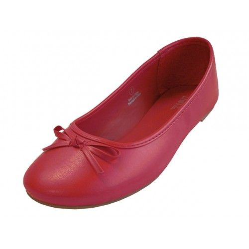 Wholesale Footwear Women's Comfort Soft Pu Upper Ballet Flat Shoes In Red
