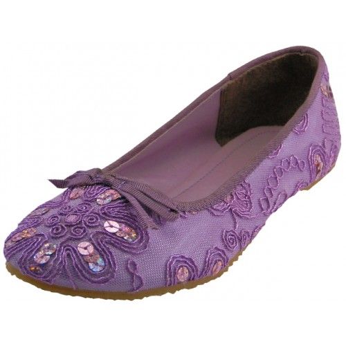 Wholesale Footwear Women's Sequin Ballet Flat Shoes In Purple