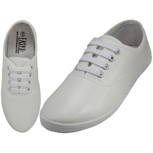 Wholesale Footwear Women's Casual Soft Action Leather Upper Casual Shoes In White