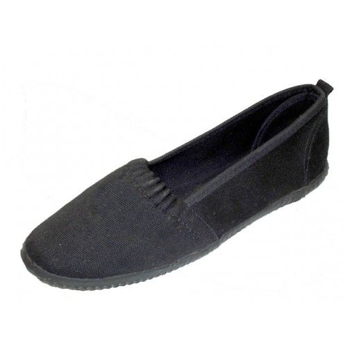 Wholesale Footwear Women's Elastic Upper Slip On Canvas Shoes In Black Sizes 5-10