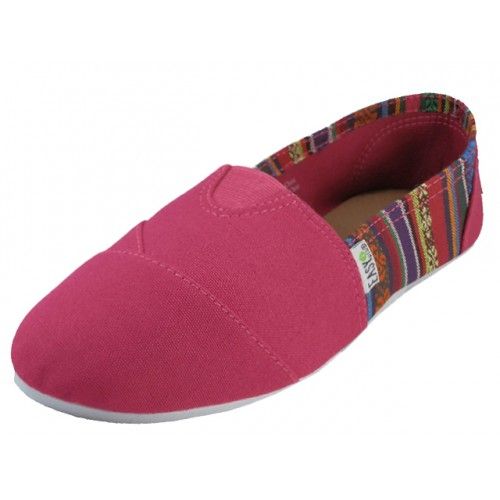 Wholesale Footwear Women's Slip On Casual Canvas Shoes In Fuschia Sizes 5-10
