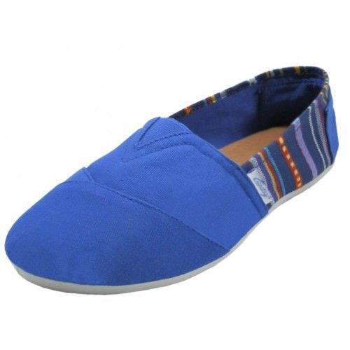 Wholesale Footwear Women's Most Comfortable Slip On Casual Canvas Shoe In Navy With Color Stripe