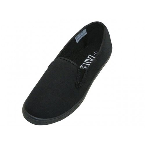 Wholesale Footwear Women's Slip On Twin Gore Casual Cotton Upper Canvas Shoes In Black Sizes 5-10