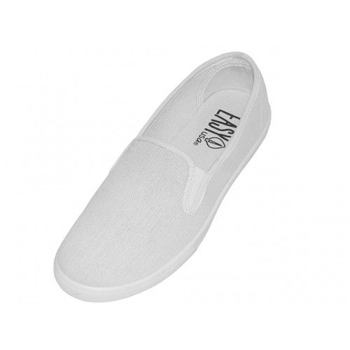 Wholesale Footwear Women's Slip On Twin Gore Casual Cotton Upper Canvas Shoes In White Sizes 5-10