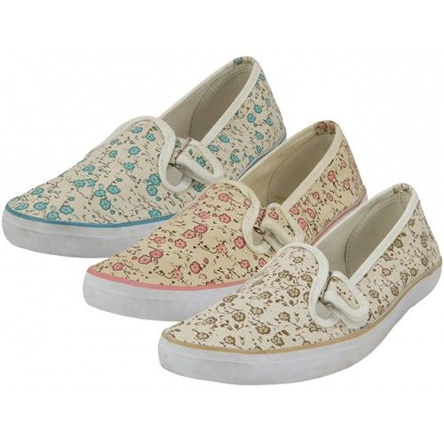 Wholesale Footwear Women's Floral Print Canvas Shoes With  Touch Closure