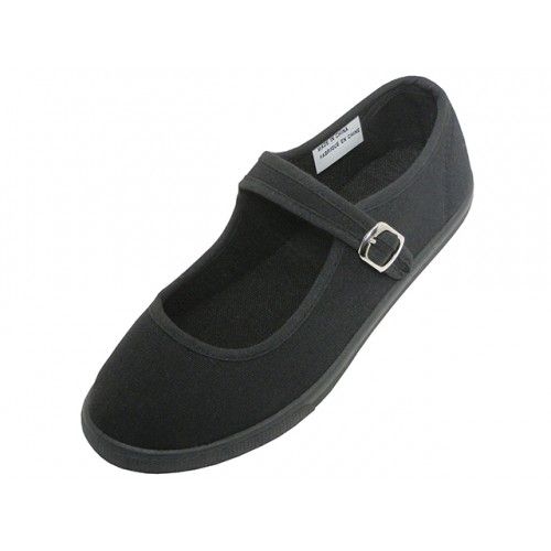 Wholesale Footwear Women's Cotton Upper Mary Janes Shoe Black Color