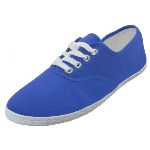 Wholesale Footwear Women's Casual Canvas Lace Up Shoes In Royal Blue