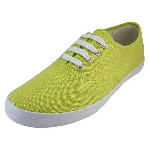Wholesale Footwear Women's Casual Canvas Upper Lace Up Shoe Lime Color