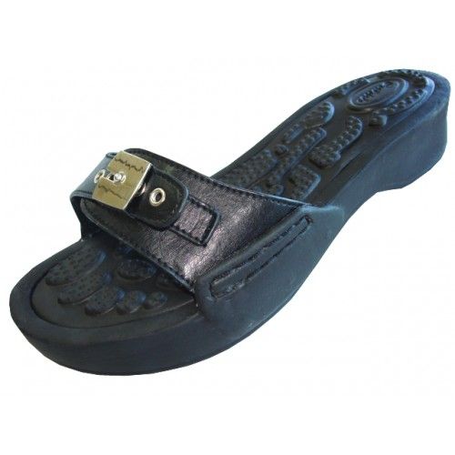 Wholesale Footwear Women's Slide Sandal With Buckle Black Color