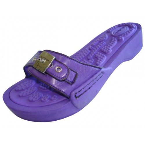 Wholesale Footwear Women's Slide Sandal With Buckle Purple Color
