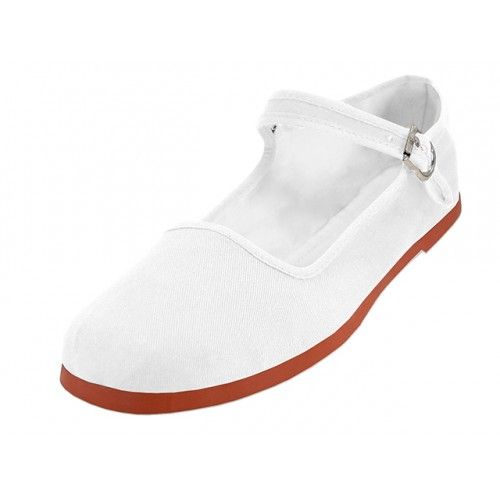 Wholesale Footwear Women's Canvas Classic Mary Janes In White Sizes 35-41