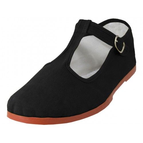 Wholesale Footwear Women's T-Strap Cotton Upper Classic Mary Jane Shoes In Black