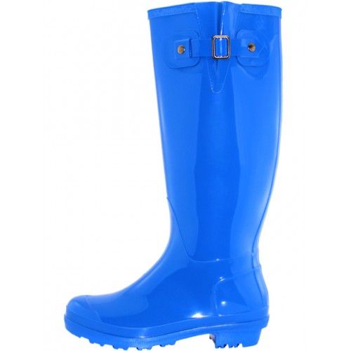 Wholesale Footwear Women's 15.5 Inches Rubber Rain Boots With Buckle In Rpyal Blue Sizes 6-10