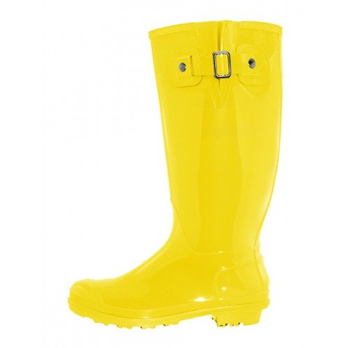 Wholesale Footwear Women's 15.5 Inches Rubber Rain Boots With Buckle In Yellow Sizes 6-10