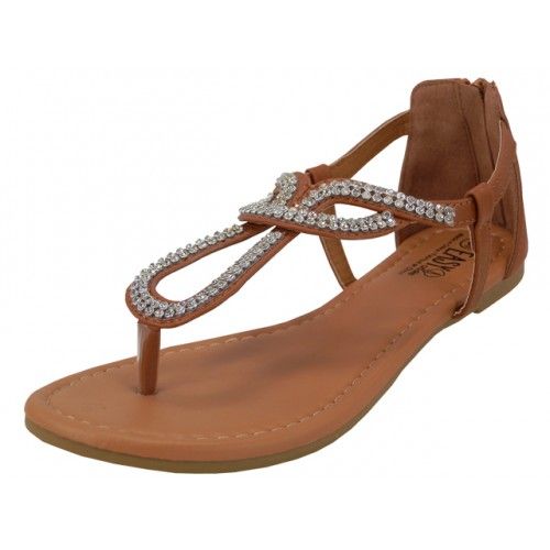 Wholesale Footwear Women's Rhinestone Thong Sandals In Brown