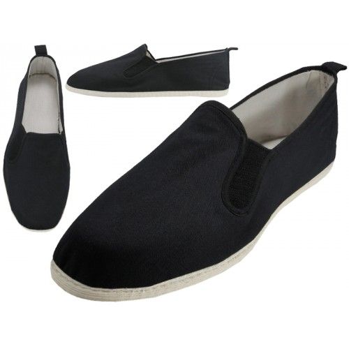 Wholesale Footwear Men's Slip On Twin Gore Cotton Upper & White Cotton Out Sole Kung Fu/tai Chi Shoes