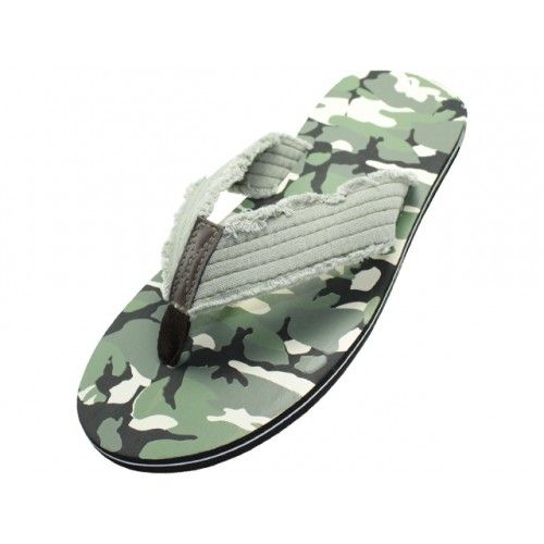 Wholesale Footwear Men's Green And Gray Camouflage Flip Flop Sandals