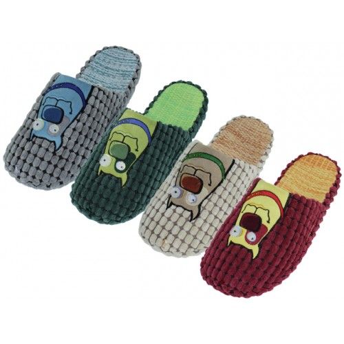 Wholesale Footwear Men's Cotton Corduroy With Dog Embroidery Upper House Slippers