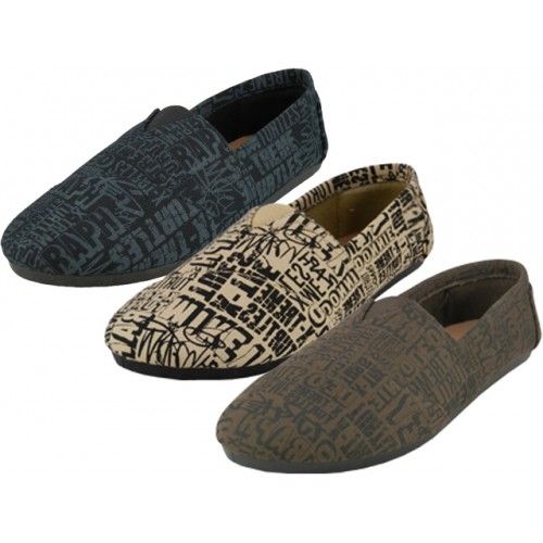 Wholesale Footwear Men's The Most Comfortable Slip On Casual Canvas Shoes Assorted Letter Print