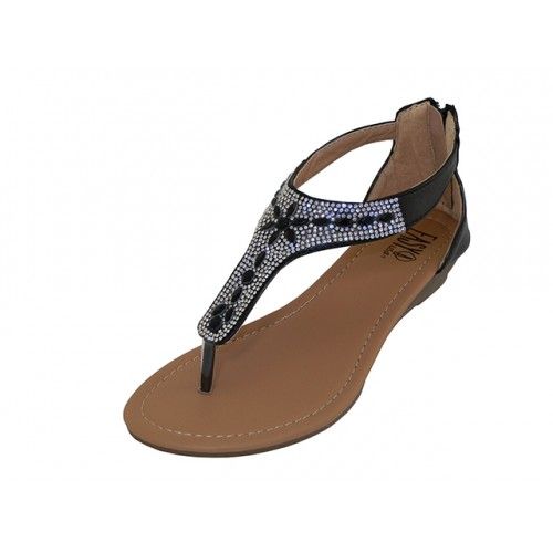 Wholesale Footwear Girls Rhinestone Upper Sandal In Black
