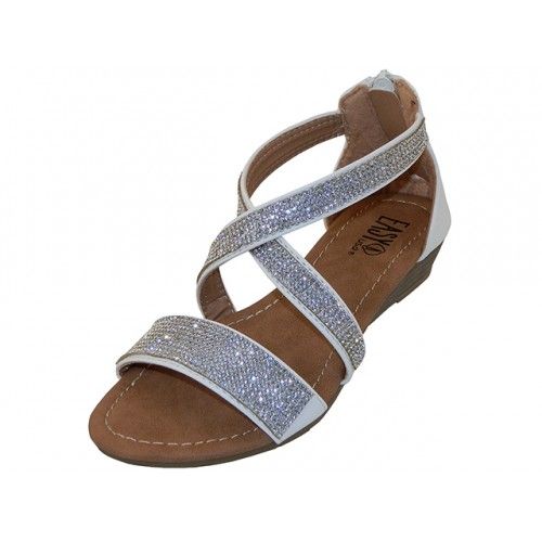 Wholesale Footwear Girls Easy Usa Rhinestone Upper Sandals In White
