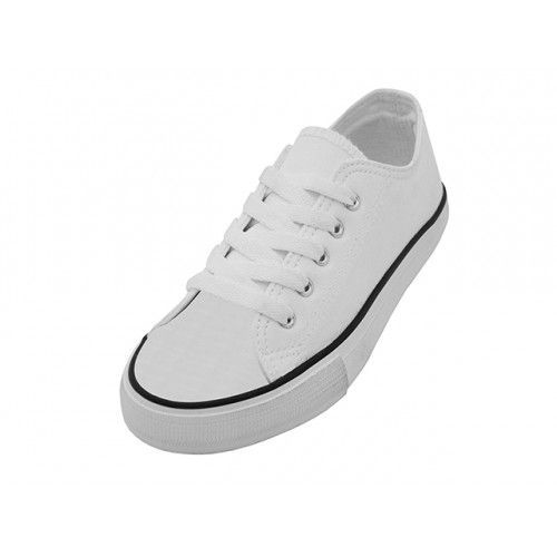Wholesale Footwear Youth's Comfortable Cotton Canvas Lace Up Shoes White Color