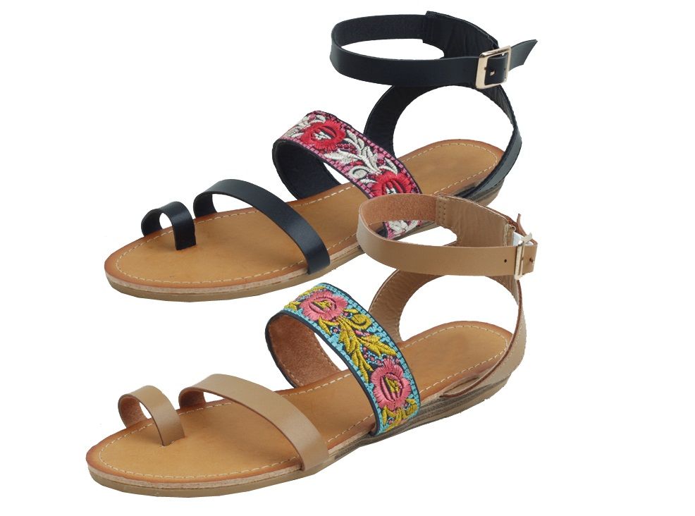 Wholesale Footwear Ladies Fashion Sandals In Camel