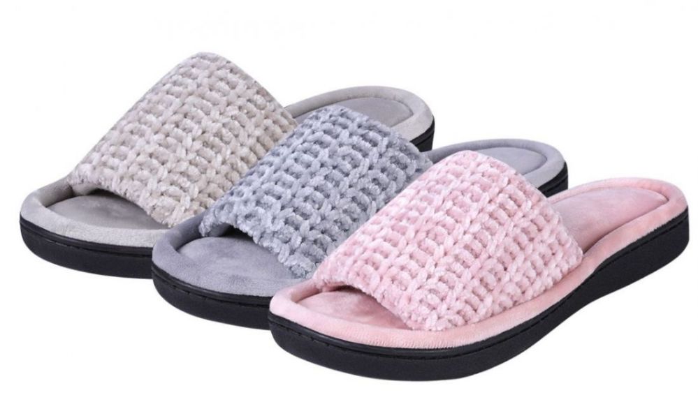 Wholesale Footwear Women's Wedge Chenille Slide Slippers Assorted