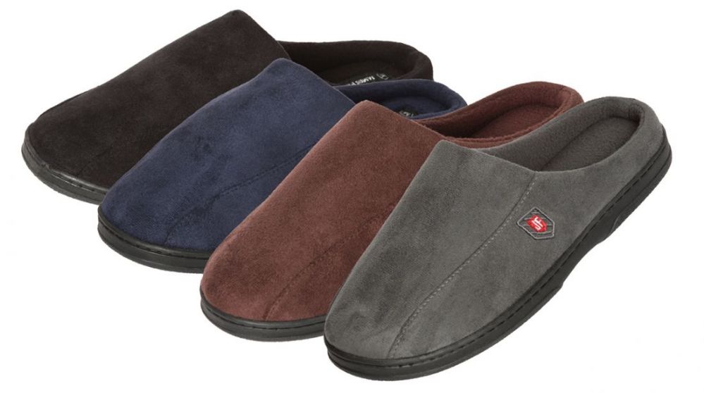 Wholesale Footwear Men's Suede Slide Slippers W/ Side Crest