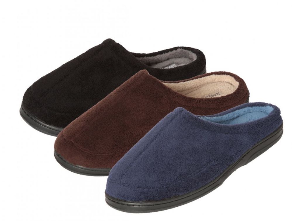Wholesale Footwear Men's Plush Slide Slippers - Solid Colors