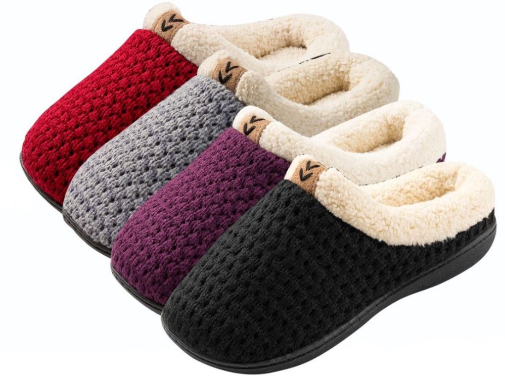 Wholesale Footwear Girl's Knit Clog Slippers W/ Sherpa Trim - Assorted Colors