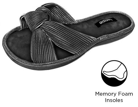 Wholesale Footwear Women's Pleated Knot Siena Slippers W/ Soft Footbed - Black