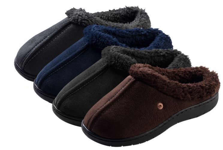 Wholesale Footwear Boy's Suede Clog Slippers W/ Sherpa Trim
