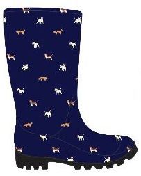 Wholesale Footwear Women's Printed Jelly Rain Boots - Navy Blue W/ Dog Graphics