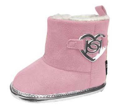 Wholesale Footwear Infant Girl's Micro Suede Fashion Boots W/ Sherpa Lining & Heart Embellishment - Blush