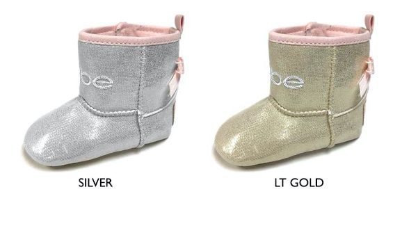 Wholesale Footwear Infant Shimmer Booties W/ Metallic Bow & Stitching Detail