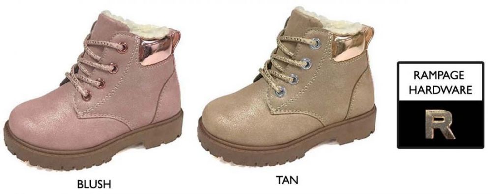 Wholesale Footwear Toddler Girl's Boots W/ Shimmery Cuff & Faux Fur Lining