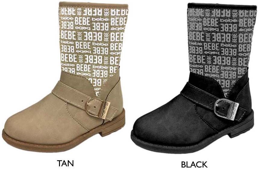 Wholesale Footwear Toddler Girl's Boots W/ Bebe Glitter Print & Buckled Strap