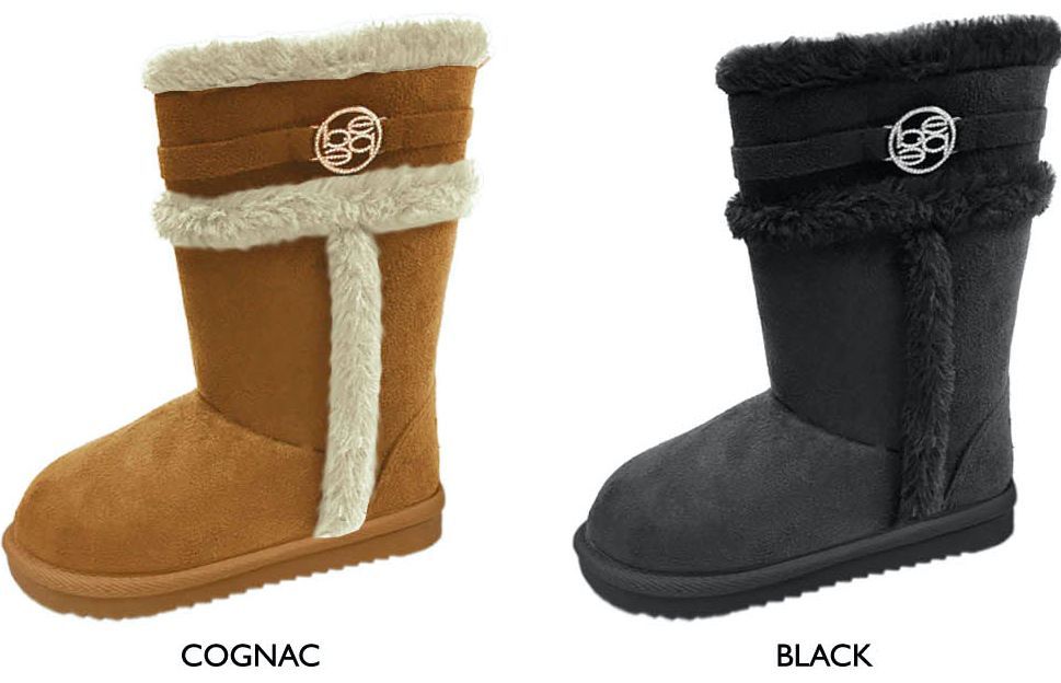 Wholesale Footwear Girl's Tall Microsuede Winter Boots W/ Bebe Medallion & Faux Fur Trim