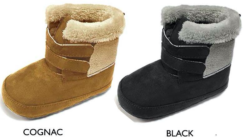 Wholesale Footwear Infant Boy's Microsuede Boot W/ Faux Fur Trim & Velcro Straps