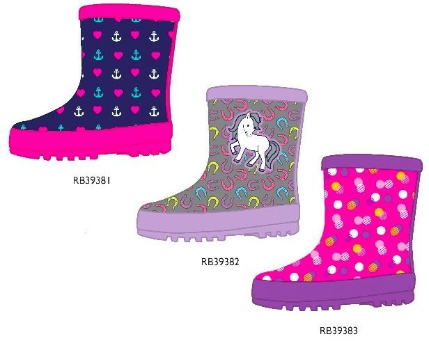 Wholesale Footwear Girl's Rain Boots W/ Popular Girl's Designs