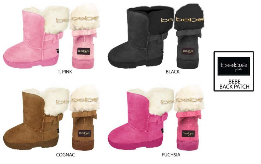 Wholesale Footwear Toddler Girl's Winter Boots W/ Back Bow & Bebe Lurex Embroidery