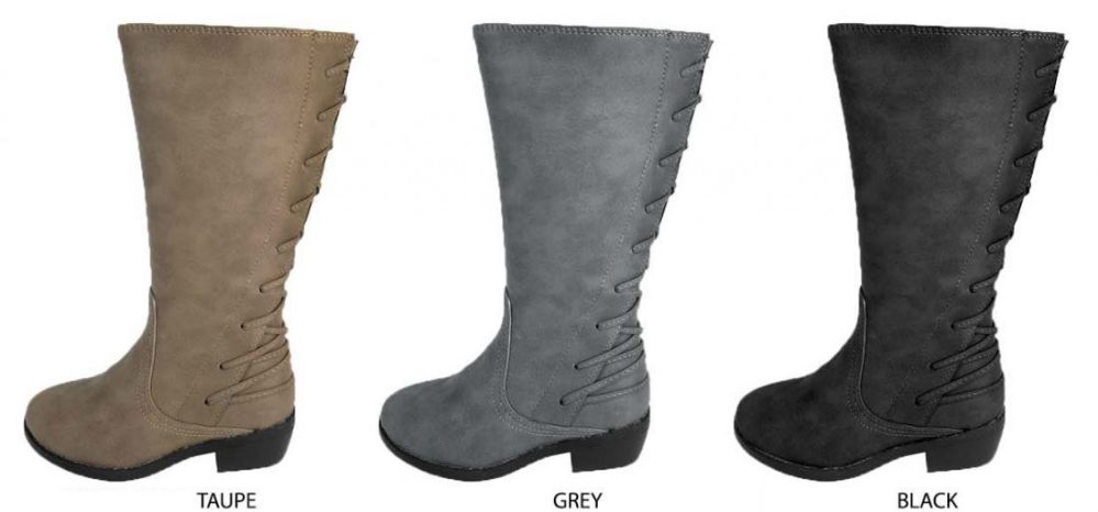 Wholesale Footwear Girl's Riding Boots W/ Back LacE-up